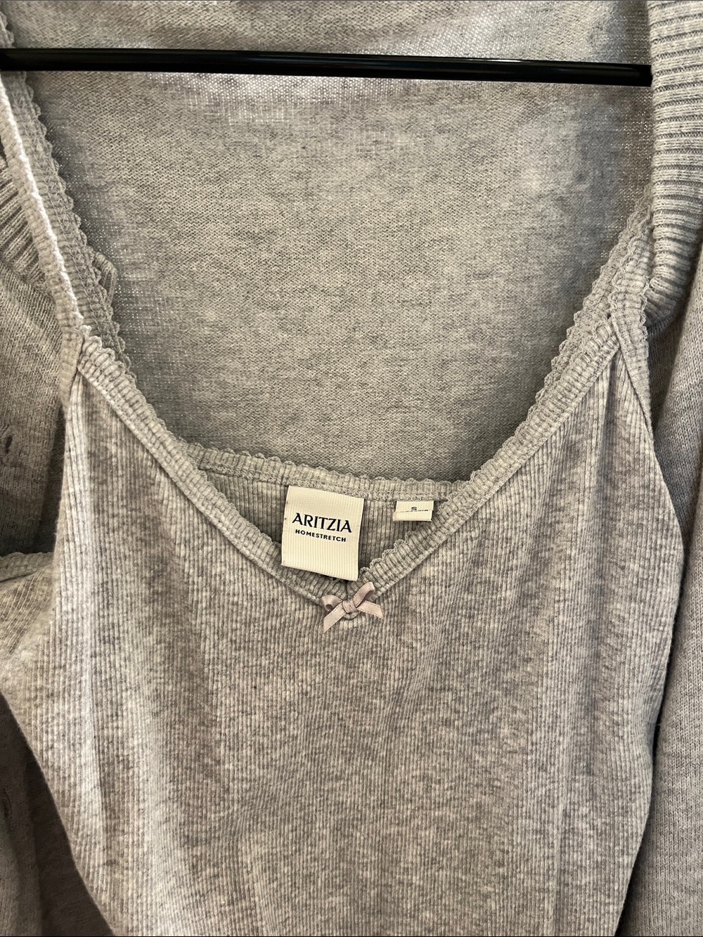 Aritzia Chrome Biscotti Cotton Charm Noteworthy Cardigan(L) + Matching Tank(S) - Picture 3 of 6